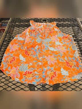 Rose & Olive Women's Sleeveless Orange Floral Blouse Size XL